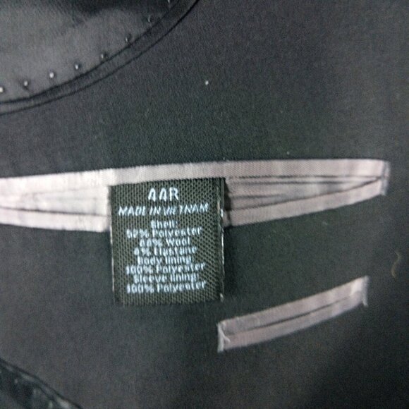 Marc Anthony Slim Fit 44R Wool Blend Stitched Lapel 2 Button Black Suit Jacket - Picture 9 of 11